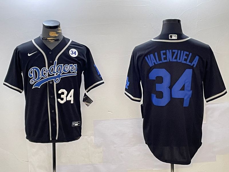 Men Los Angeles Dodgers 34 Valenzuela Black Game 2024 Nike MLB Jersey style 11208